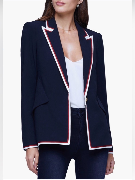 L'AGENCE Jackets & Blazers - L’AGENCE Chamberlain Blazer Navy Red White Trim Gold Buttons Size 10 NWT